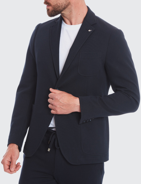 Wegener 6700 Jack-Jersey modré panské sako