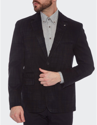 W. Wegener Nelson 6610 tmavě modrá s hnědými pruhy sako